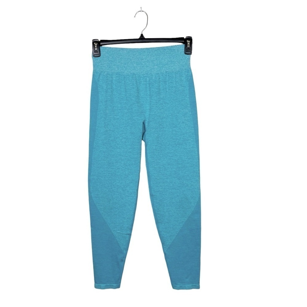 PINK Victorias Secret Teal Heart Workout Seamless High Waist Leggings Size Large